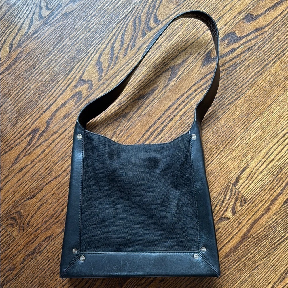 Hamilton Hodge Women’s Elegant Black Leather Denim Shoulder Bag